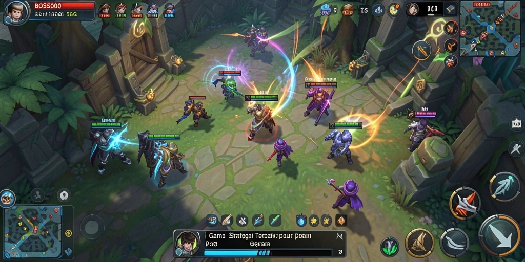 Tampilan gameplay yang menarik dalam BOS5000 saat pertempuran.