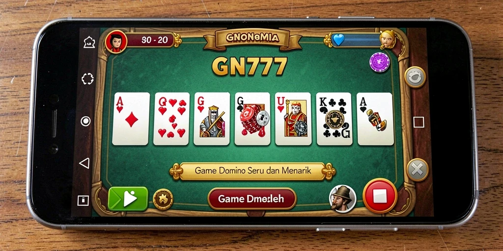 Tampilan menarik gameplay domino GN777 di layar ponsel.