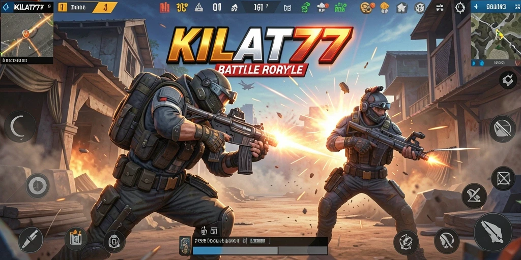 Tangkapan layar KILAT77 menampilkan aksi pertarungan seru di arena Battle Royale.