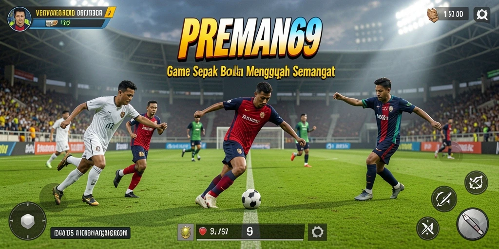 Tampilan gameplay <strong>PREMAN69</strong> yang mendebarkan saat pertandingan sepak bola.