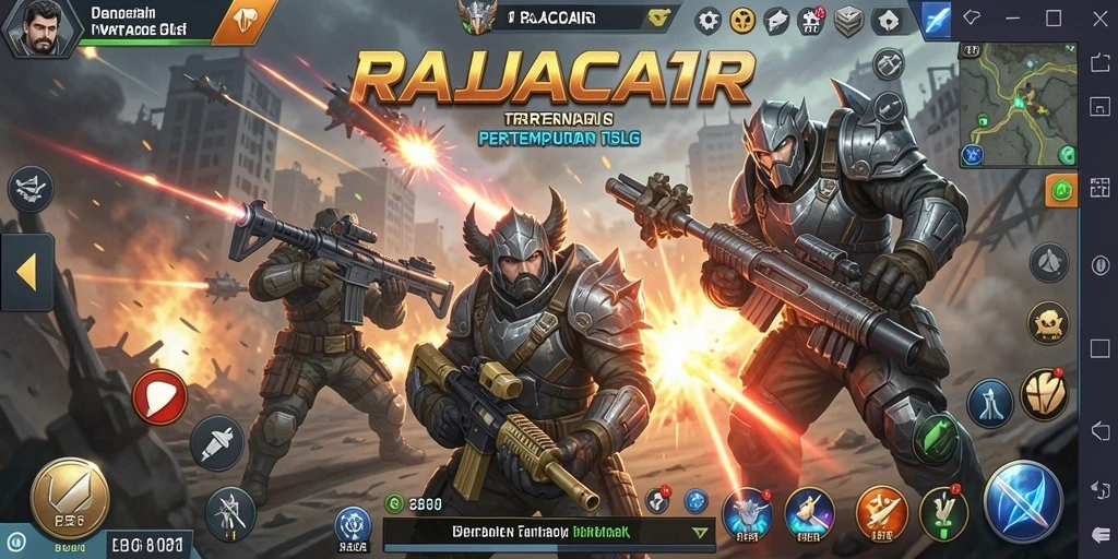 Tampilan gameplay RAJACAIR dengan pertempuran epik dan strategi mendalam.
