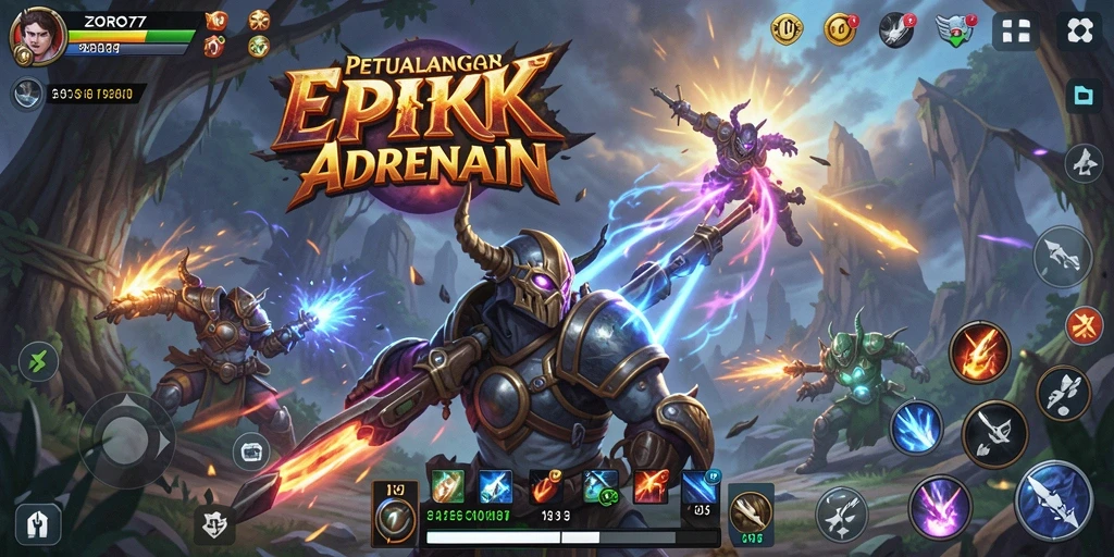 Tampilan gameplay ZORO77 yang penuh aksi dan petualangan.